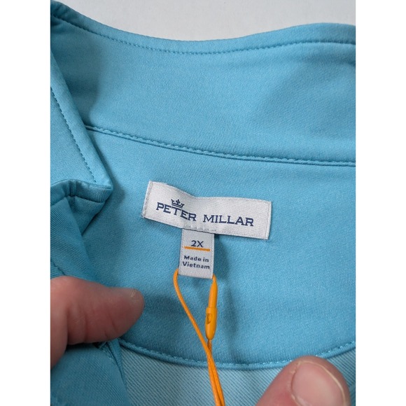Peter Millar Mens XXL Blue Poppy Perth Melange Performance 1/4 Zip NWT Reef - Picture 3 of 7